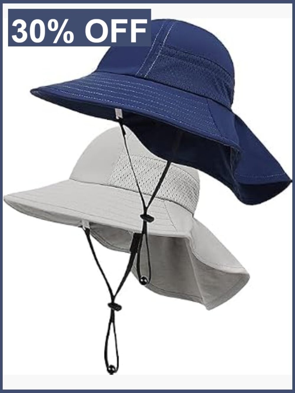 Toddler Sun Hat with Wide Brim & Neck Flap, Adjustable Bucket Hat for Kids,